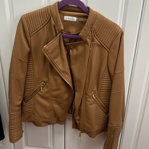 Calvin Klein dark tan leather jacket, women’s size 6